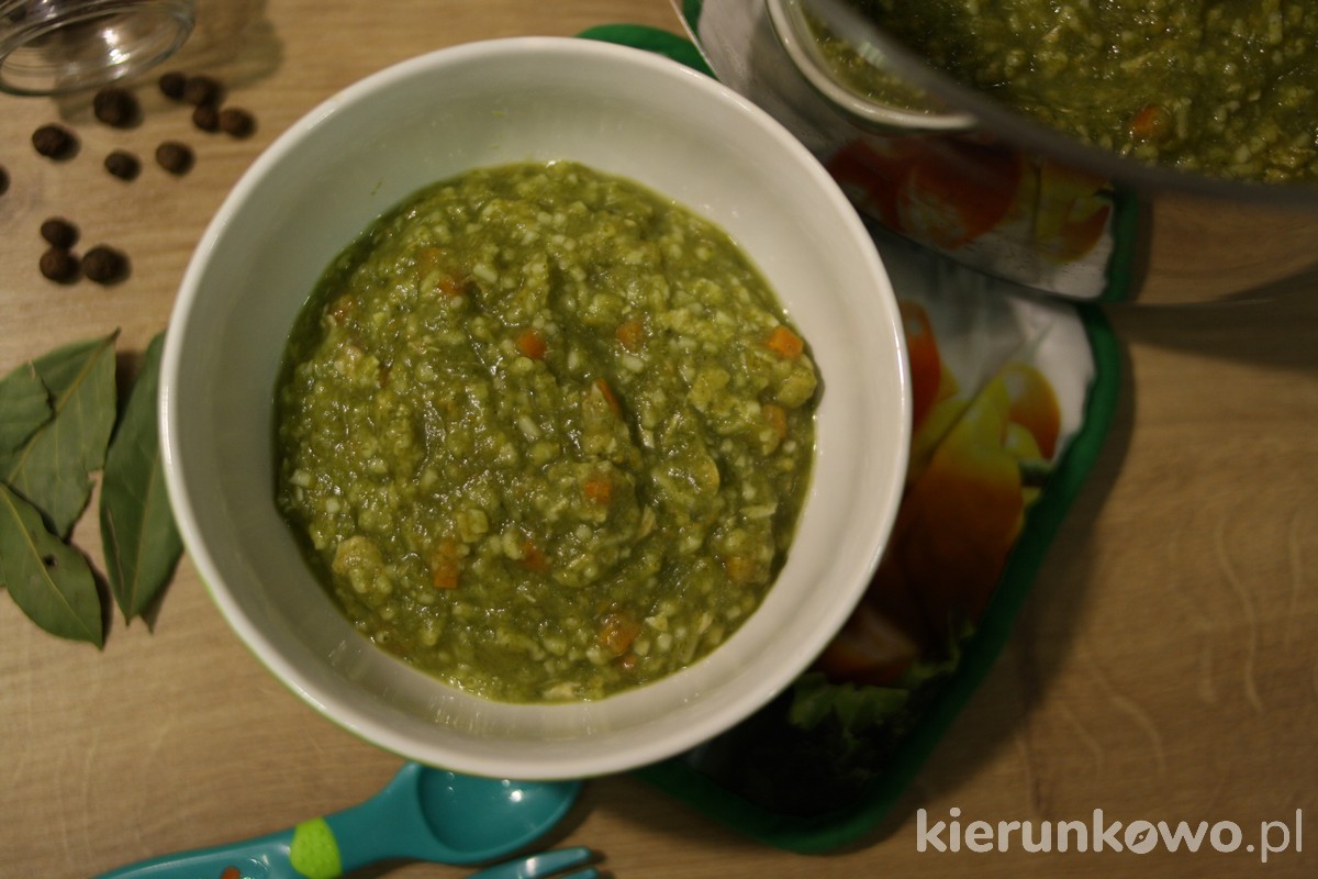 zupa z zielonych warzyw dla dzieci obiad dla rocznego dziecka