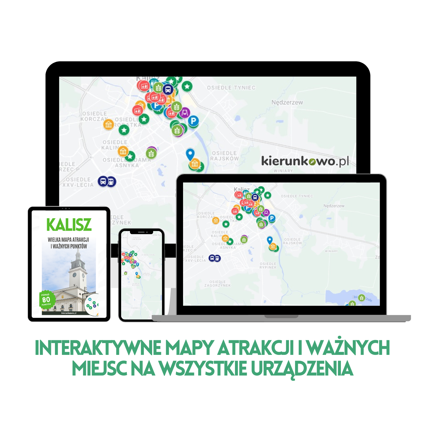 KALISZ Wielka mapa atrakcji i ważnych punktów