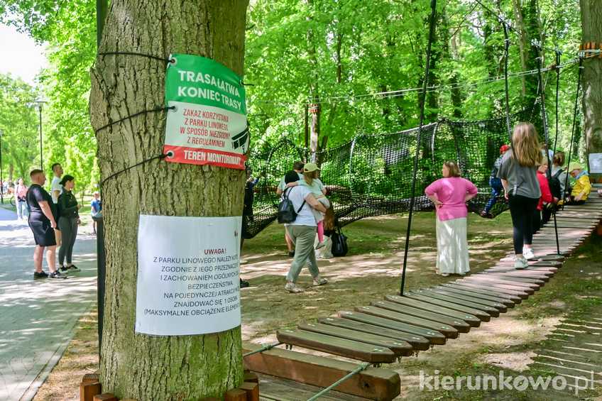 Kórnik niski bezasekuracyjny park linowy