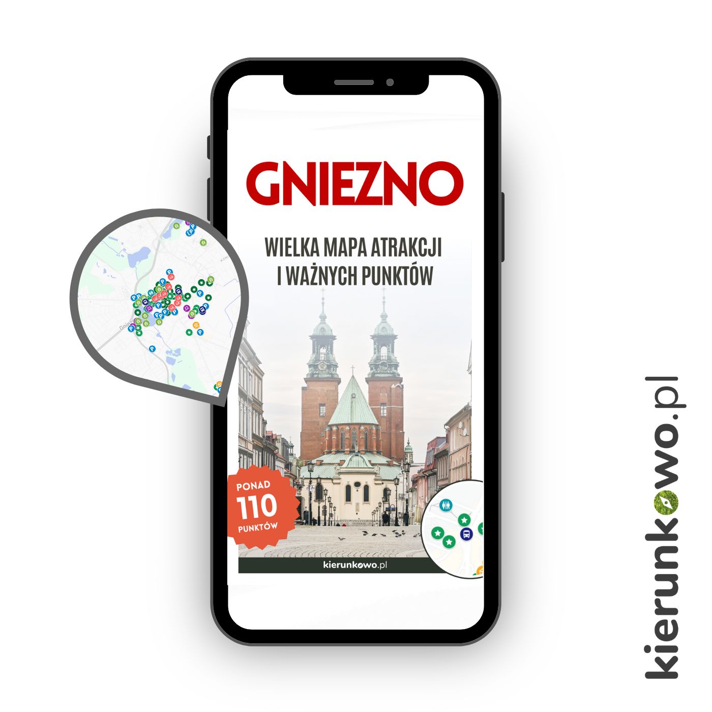Gniezno wielka mapa atrakcji i ważnych miejsc