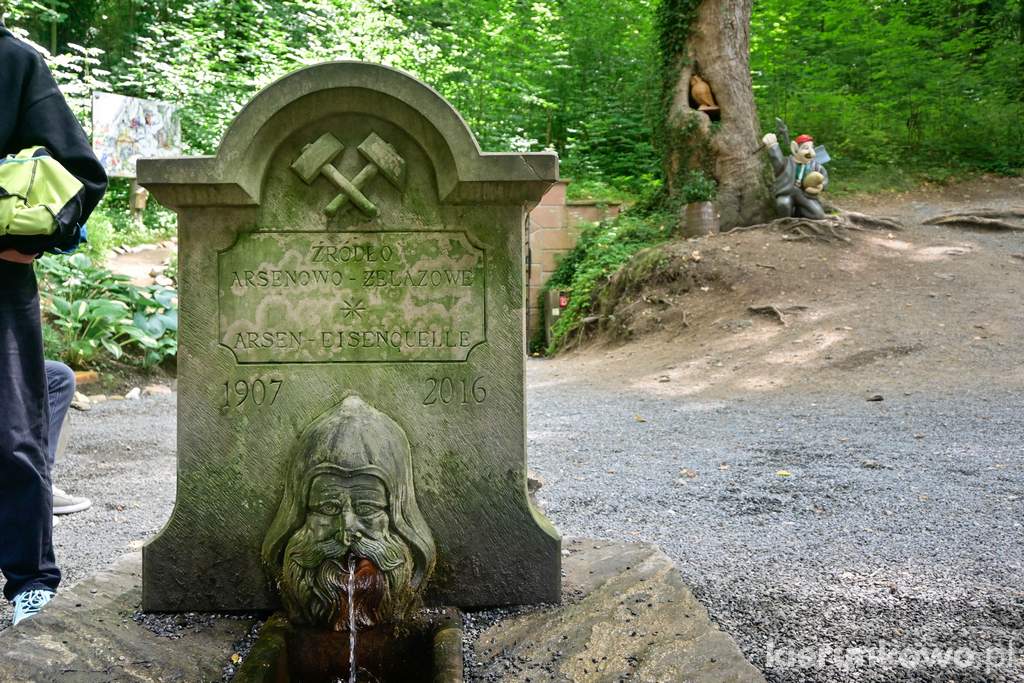 Źródełko wody arsonowo-żelazowej przed wejściem do Sztolni Ochrowej w Złotym Stoku