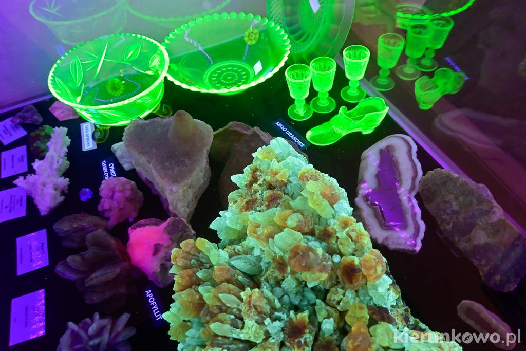 Fluorescencyjne szkło i minerały na wystawie w Kopalni Złota