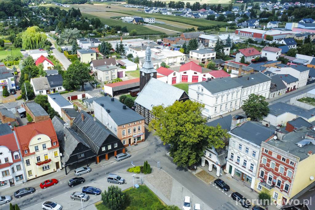 Rakoniewice z lotu ptaka (Muzeum Pożarnictwa w głębi)